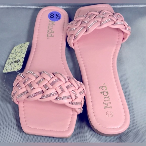 NWOB MUDD Pink With Diamond Woven Leather Squared Toe Slip On Size 8.5 - Picture 7 of 9